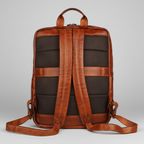 MET Two Adjustable Strap Leather Backpack. Multi-Compartment Commuter Pack