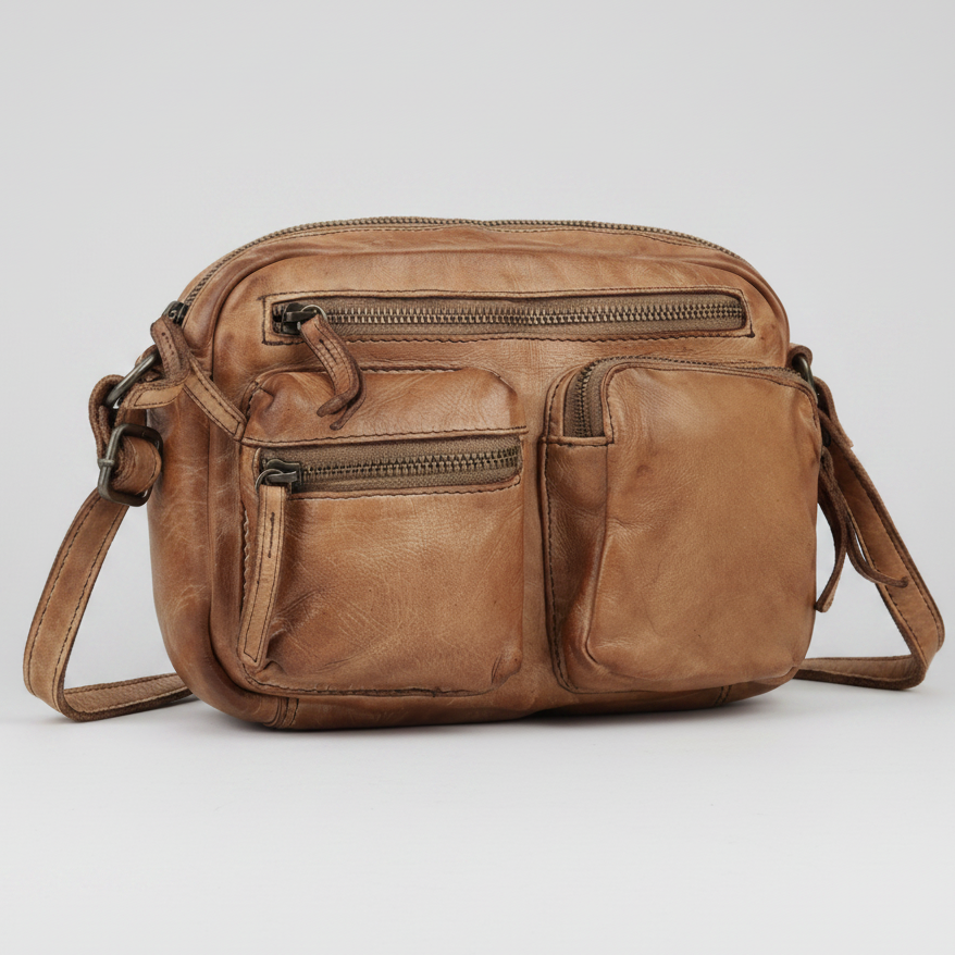 MET Premium Leather Crossbody Bag. Compact Utility Explorer