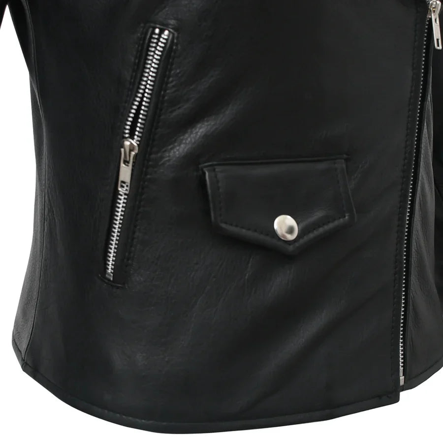 Women’s Lightweight Leather Fashion Jacket | Soft Naked Cowhide Casual Moto Style