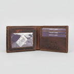 Men’s Genuine Cow Leather Bifold Wallet. Embossed Horse Design with RFID Protection