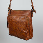 MET Women’s Genuine Leather Crossbody Bag. High-Quality Flower Embossed Floral Purse