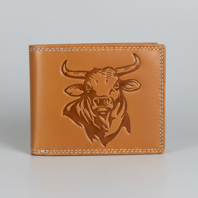 Men’s Steer Embossed Bifold Leather Wallet