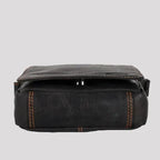 Greenwood Leather Mini-Messenger Bag. Wax Pull-Up Leather Flap Over Bag