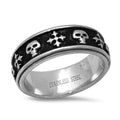 Men’s Two-Tone Stainless Steel Skull & Cross Biker Band Ring