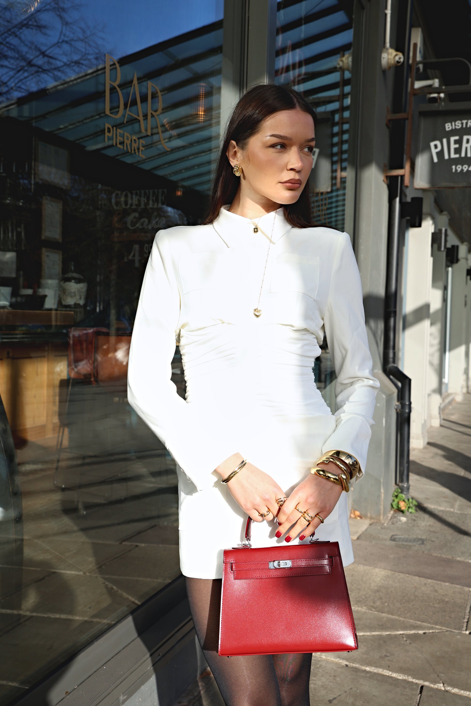 Aurora | Burgundy Full-Grain Leather Top Handle Bag – Silver Hardware & Detachable Strap