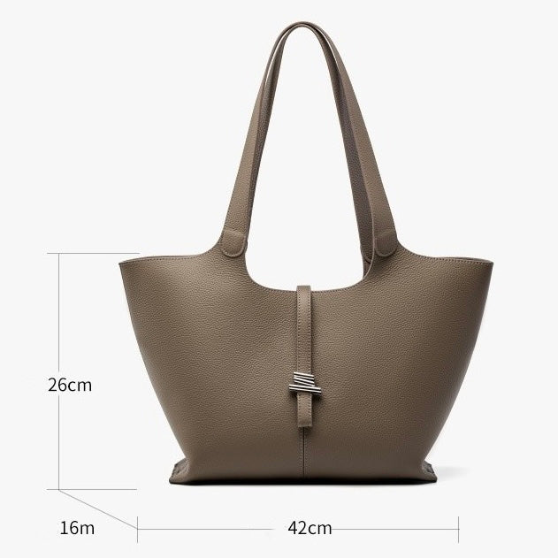 2025 New Womens Genuine Leather Large Capacity Commuter Tote Bag