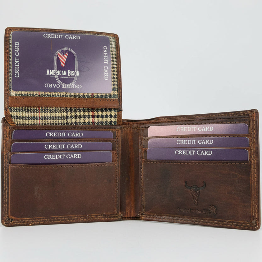 Men’s Genuine Cow Leather Bifold Wallet. Embossed Horse Design with RFID Protection