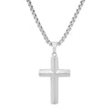 Men’s Stainless Steel Knife-Edge Cross Pendant Necklace. Polished Biker Jewellery