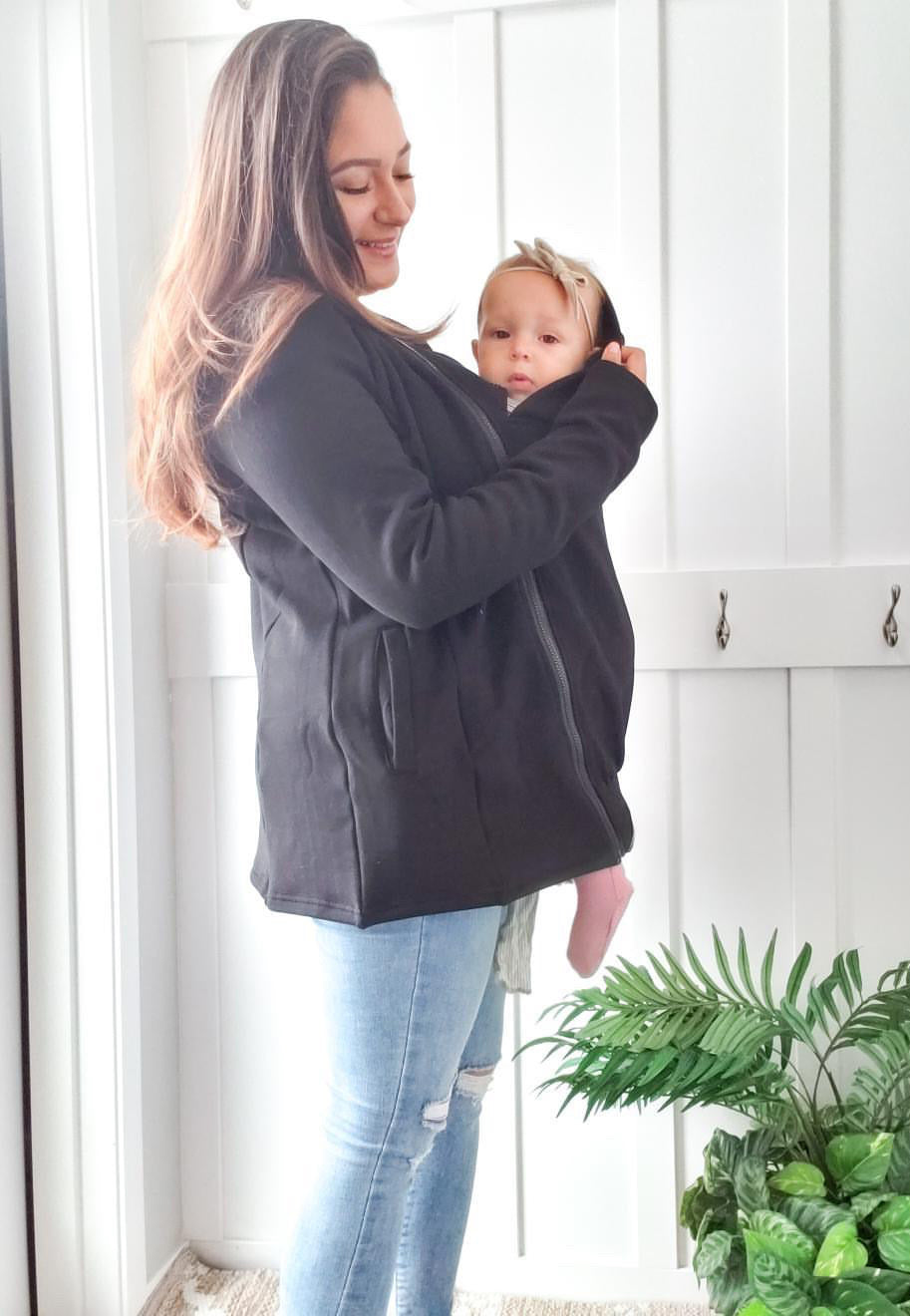 2-in-1 Fleece Baby Carrying Hoodie