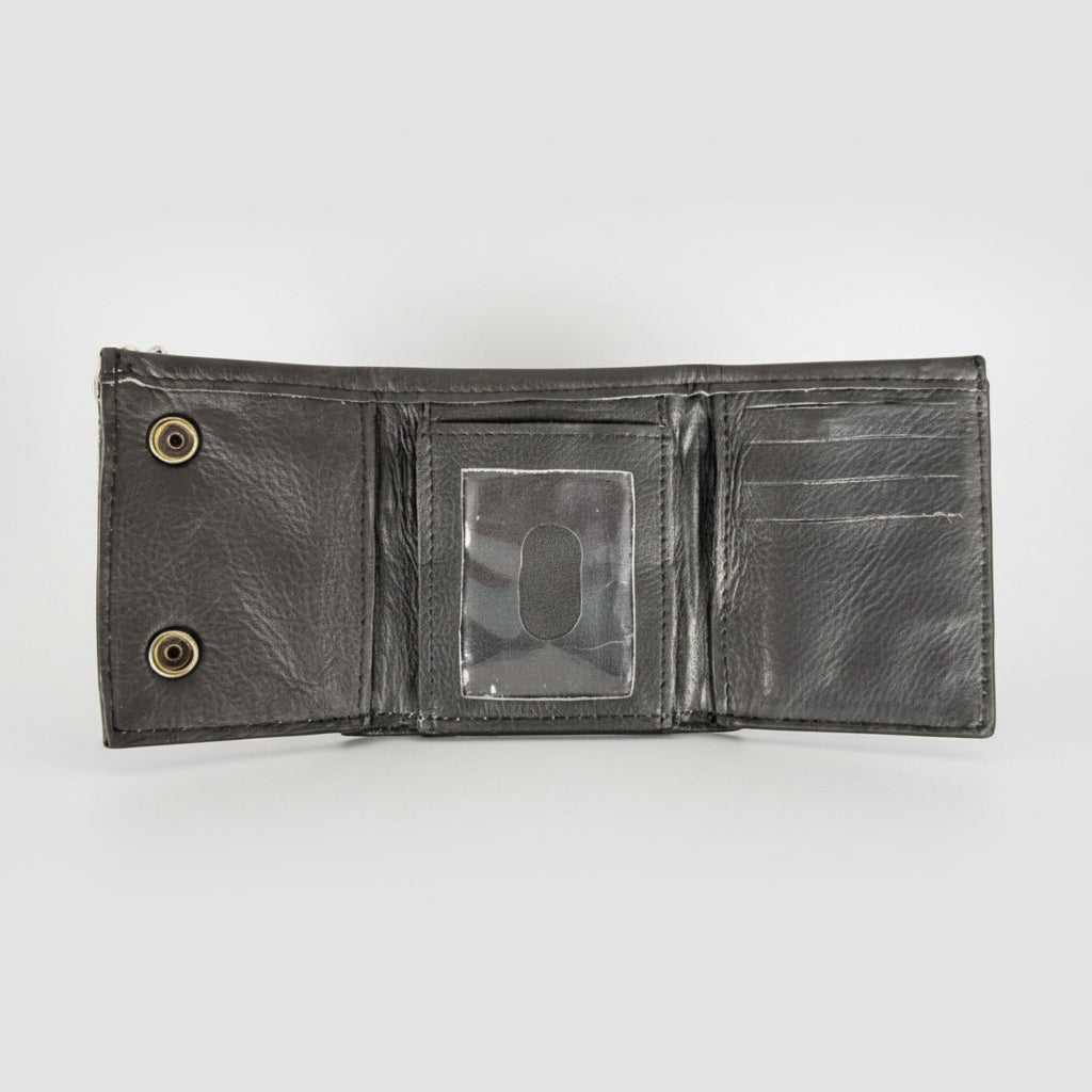 Men’s Black Leather Trifold Chain Wallet