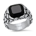 Men’s Stainless Steel Pebble Texture Signet Biker Ring