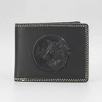Men’s Cow Leather Wolf Embossed Bifold Wallet
