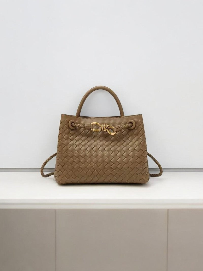 Alyn | Black Woven Mini Leather Tote Bag – Effortless Elegance & Timeless Appeal