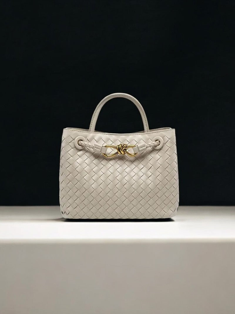 Alyn | Black Woven Mini Leather Tote Bag – Effortless Elegance & Timeless Appeal