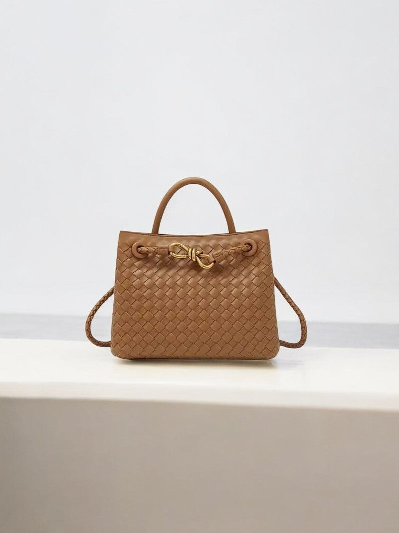Alyn | Black Woven Mini Leather Tote Bag – Effortless Elegance & Timeless Appeal