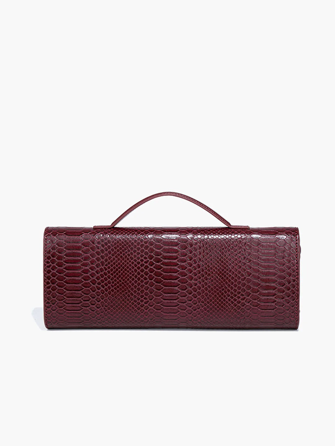 Mira | Snake-Embossed Vegan Leather Clutch – Top Handle & Gold Twist Lock