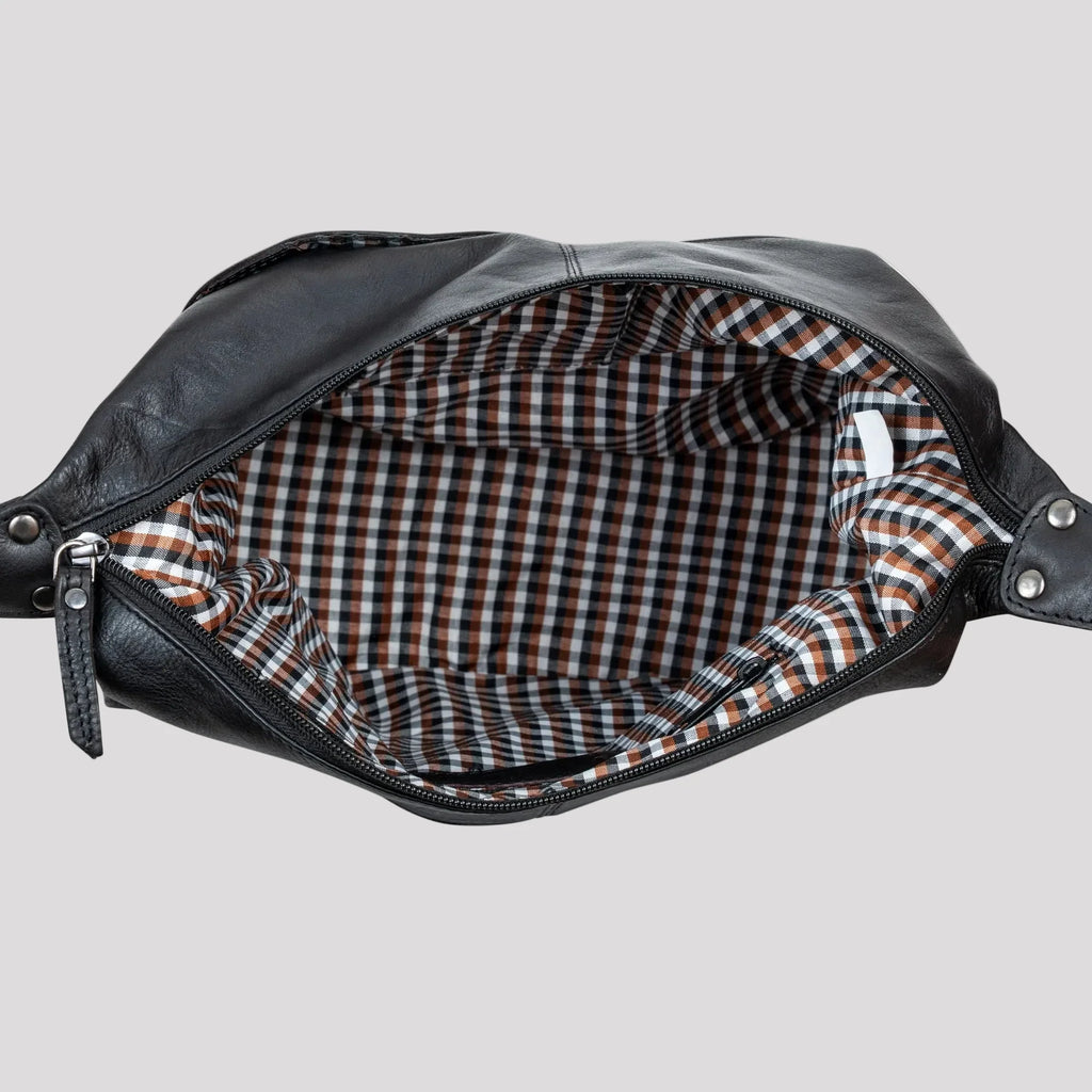 Greenwood Leather Shoulder Bag with 2 Zip Pockets