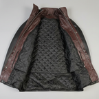 BOL Men's Double Collar Two-Tone Long Coat | Leather Jacket
