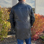 BOL Men's Double Collar Two-Tone Long Coat | Leather Jacket