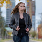 BOL Women's Basket Weave Accent Leather Jacket