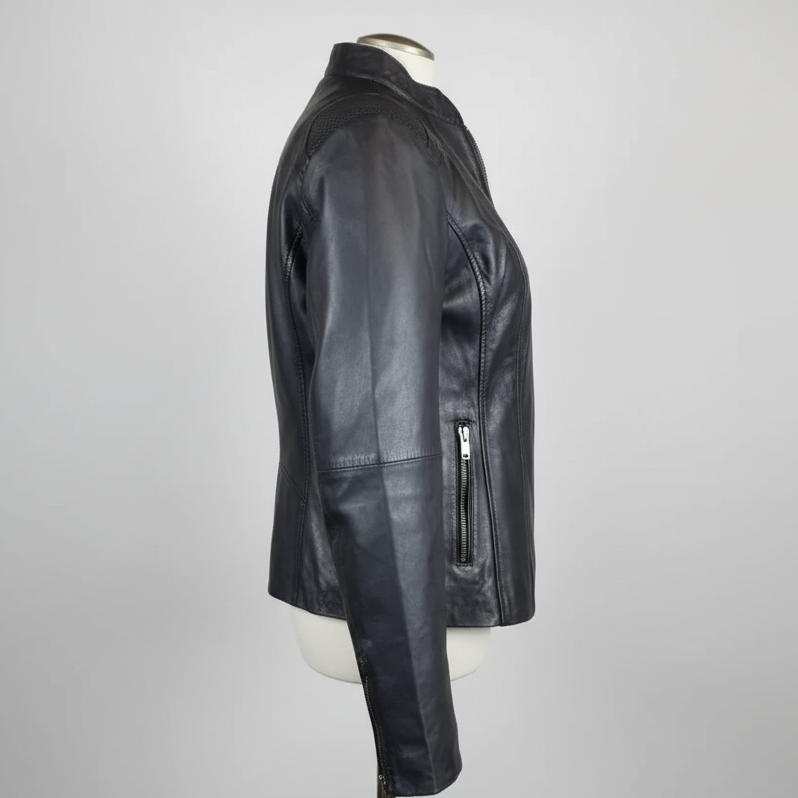 BOL Women's Basket Weave Accent Leather Jacket