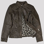 BOL Women's Basket Weave Accent Leather Jacket