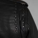 BOL Women’s Nova Leather Moto Jacket. Shadow Chrome Studded Biker Jacket with Waist Belt