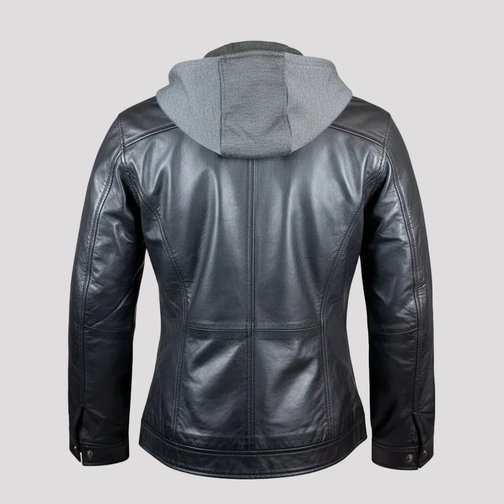 BOL Women's Removable Hood Leather Jacket