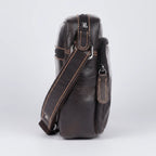 Greenwood Leather Mini-Messenger Bag. Premium Compact Crossbody Travel Organizer