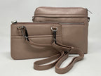 Petit Sac à Bandoulière en Cuir Rose Platine, Brigitte