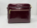 Petit Sac à Bandoulière en Cuir Rouge bordeaux vernis , Brigitte