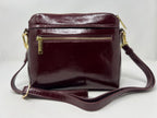 Petit Sac à Bandoulière en Cuir Rouge bordeaux vernis , Brigitte