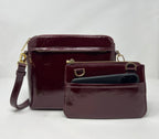 Petit Sac à Bandoulière en Cuir Rouge bordeaux vernis , Brigitte