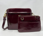 Petit Sac à Bandoulière en Cuir Rouge bordeaux vernis , Brigitte