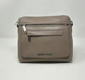 Petit Sac à Bandoulière en Cuir Taupe, Brigitte