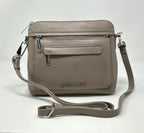 Petit Sac à Bandoulière en Cuir Taupe, Brigitte