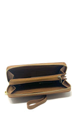 Portefeuille en cuir véritable Tan, Carla