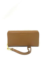 Portefeuille en cuir véritable Tan, Carla