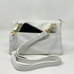 Petit Sac à Main Portefeuille en Cuir Véritable Blanc, Carmen