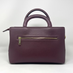 Sac à main en cuir, deux en un, Aubergine, Clarence Moyen
