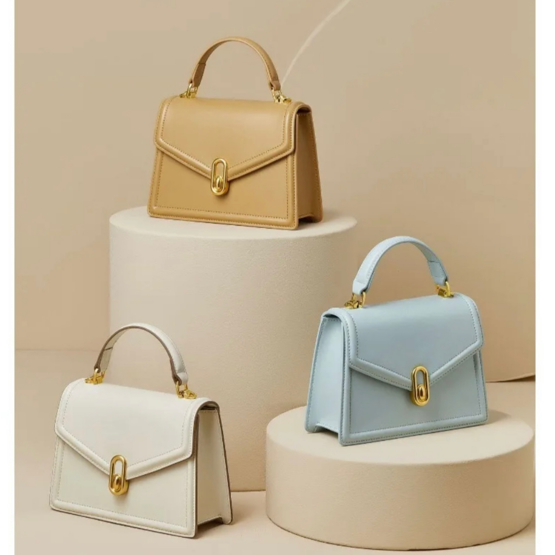 Aurora Mini Luxe Leather Handbag – Women's Elegant Top Handle Bag with Gold Hardware (UK)