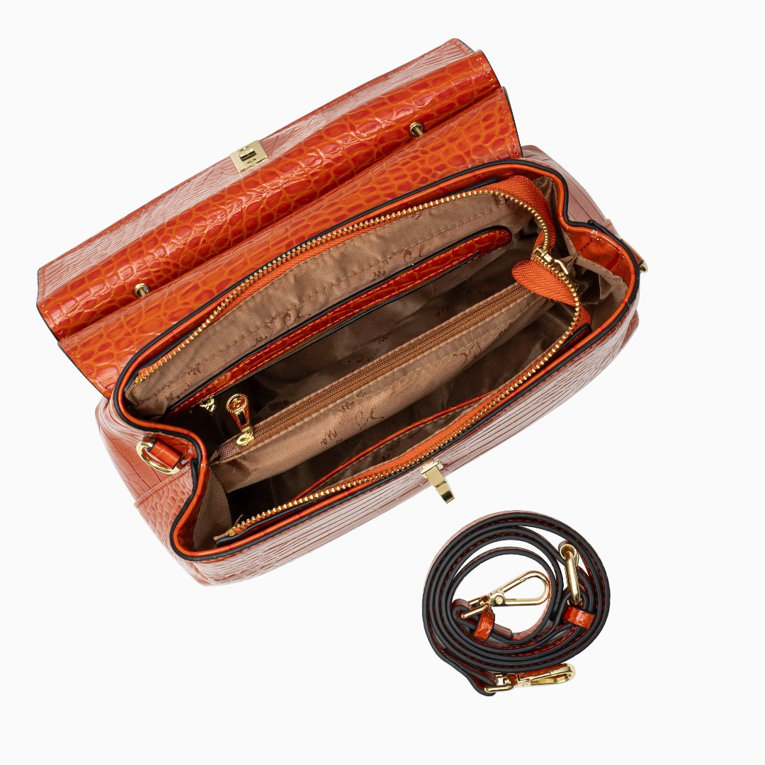 Lilly Iridescent Python & Croc-Embossed Top Handle Bag – Luxury Statement Satchel for Women