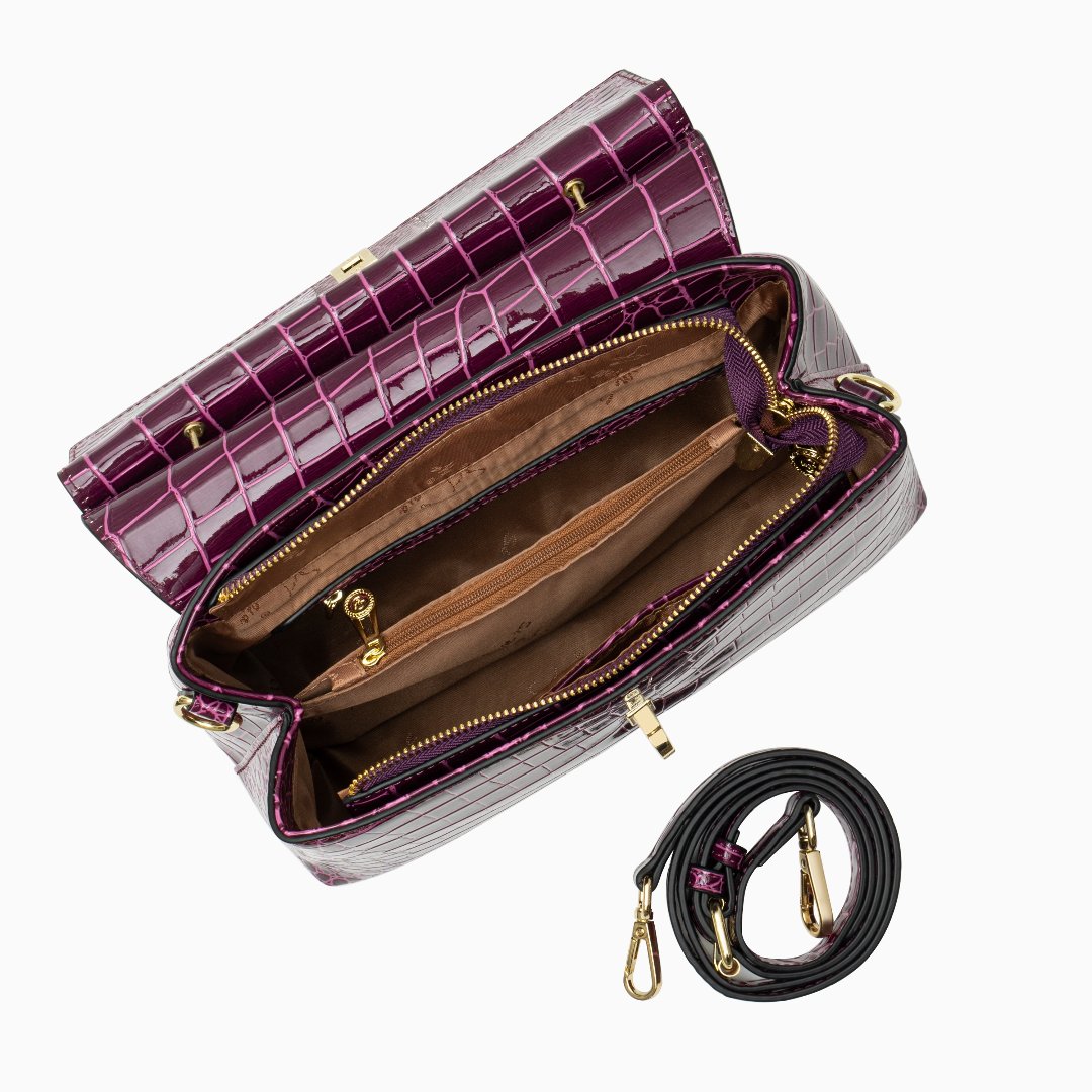 Lilly Iridescent Python & Croc-Embossed Top Handle Bag – Luxury Statement Satchel for Women