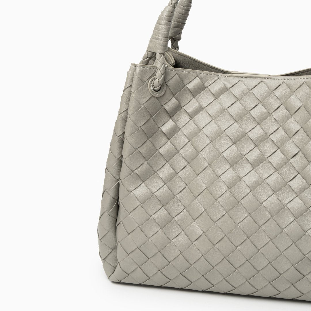 Monaco Woven Tote Bag with Braided Handle and Gold Accent – Luxury Designer Handbag