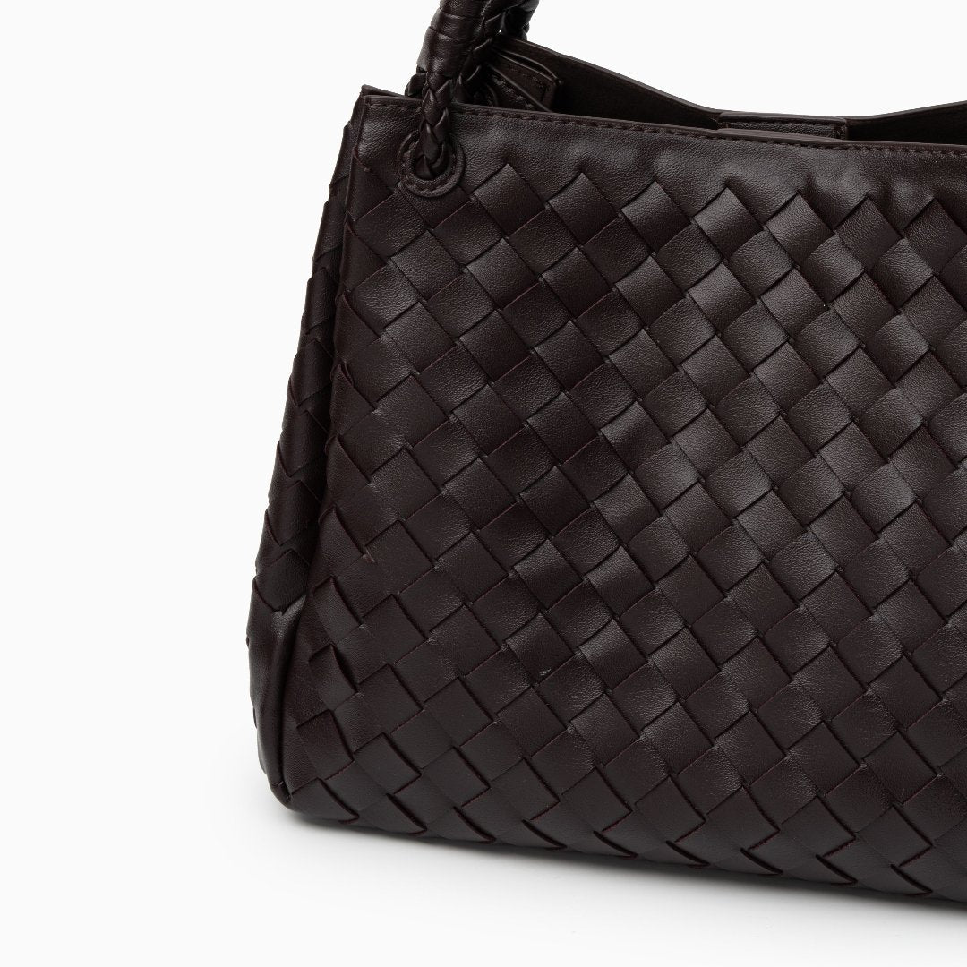 Monaco Woven Tote Bag with Braided Handle and Gold Accent – Luxury Designer Handbag