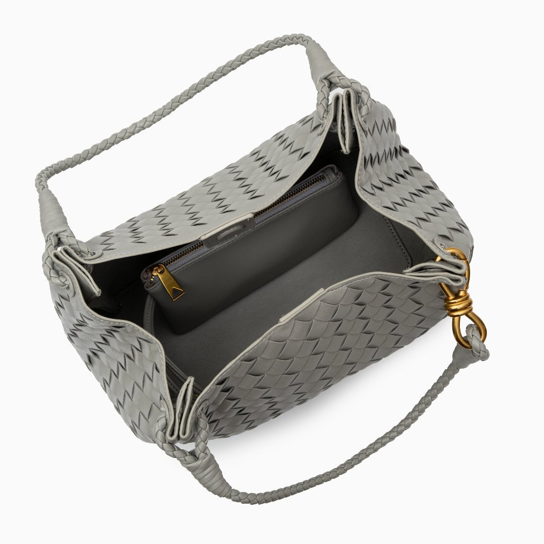 Monaco Woven Tote Bag with Braided Handle and Gold Accent – Luxury Designer Handbag