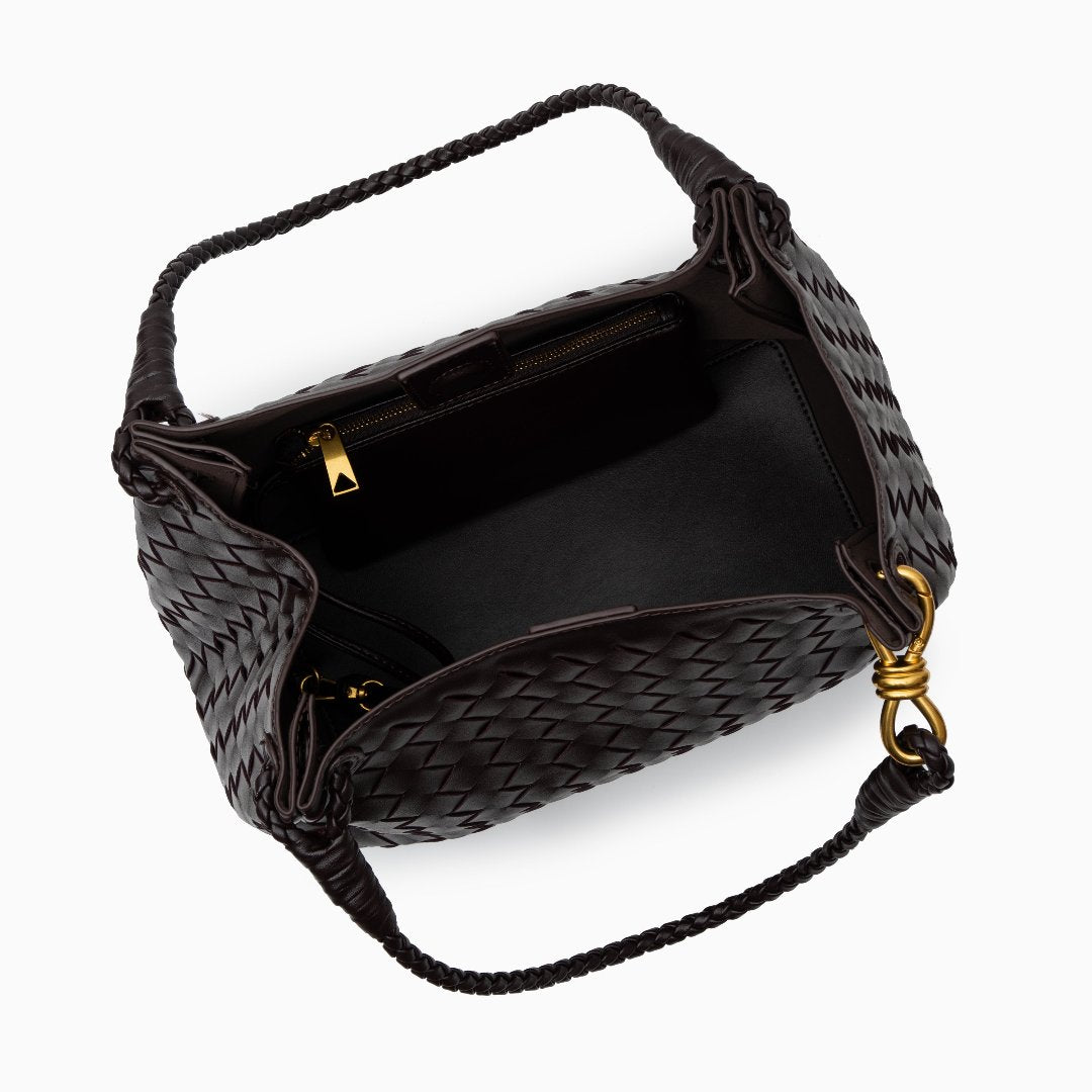 Monaco Woven Tote Bag with Braided Handle and Gold Accent – Luxury Designer Handbag