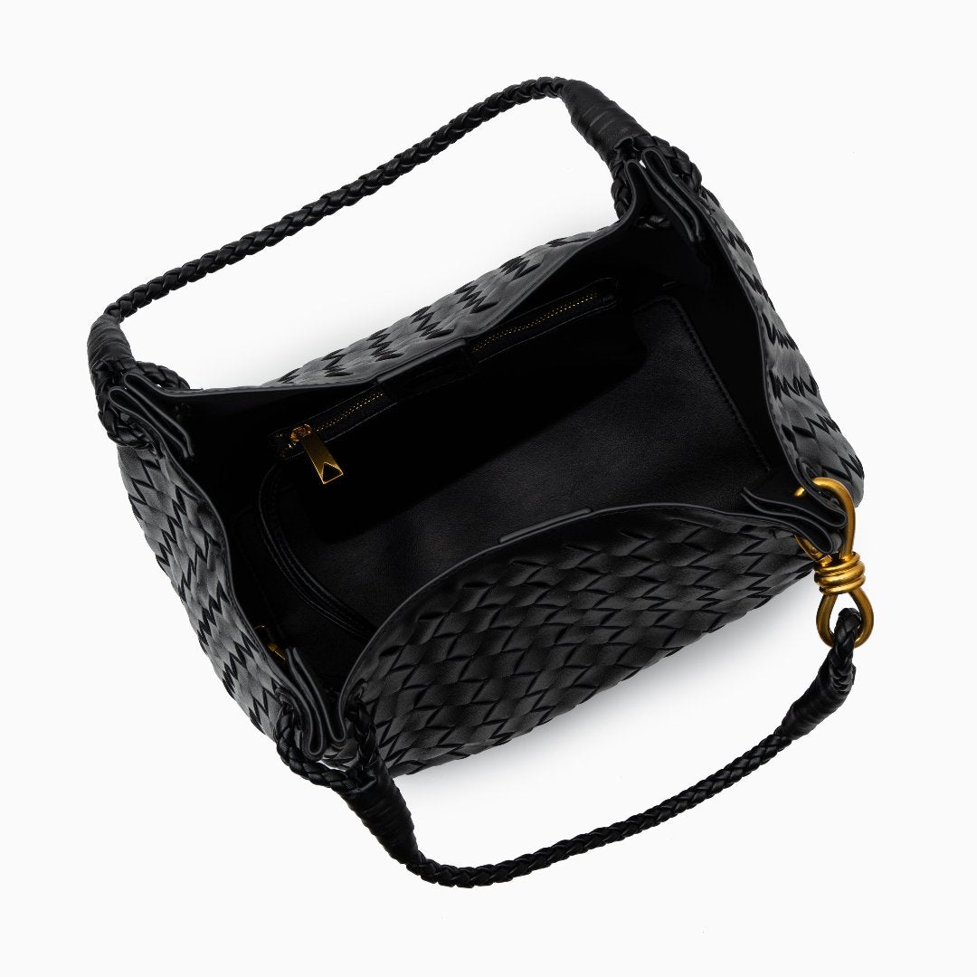 Monaco Woven Tote Bag with Braided Handle and Gold Accent – Luxury Designer Handbag