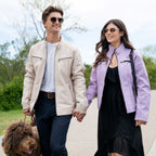 Women's Classic Sheep Leather Jacket. Standing Collar with Studs, 4 Zippered Pockets & Shoulder Accent Stitching