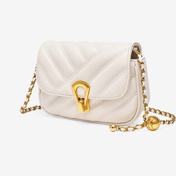 Womens Genuine Leather Mini Chain Shoulder Bag  2025 Summer Luxe Edition